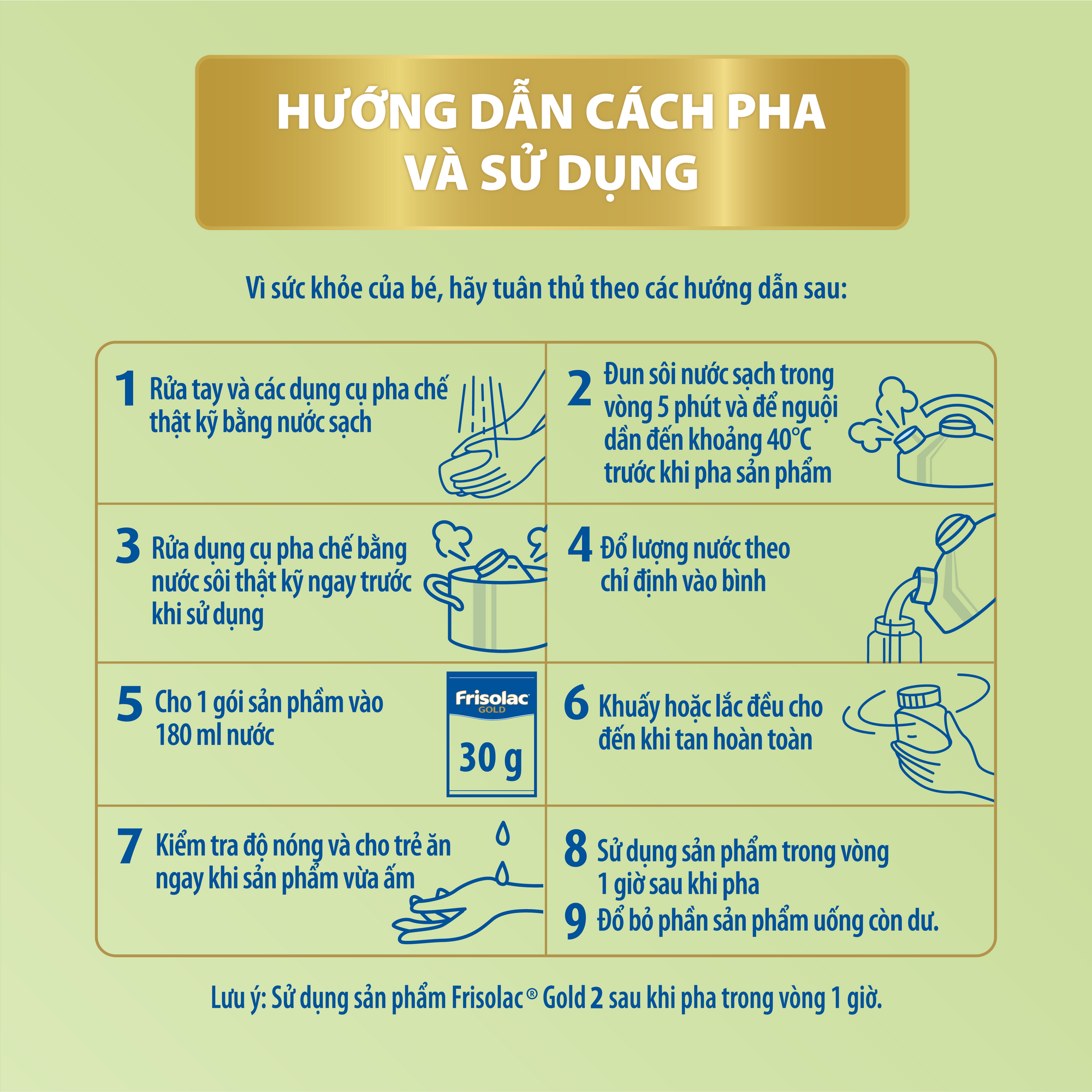 Frisolac Gold 2 | Hộp giấy 4 gói tiện lợi dùng 1 - 2 ngày (120g)