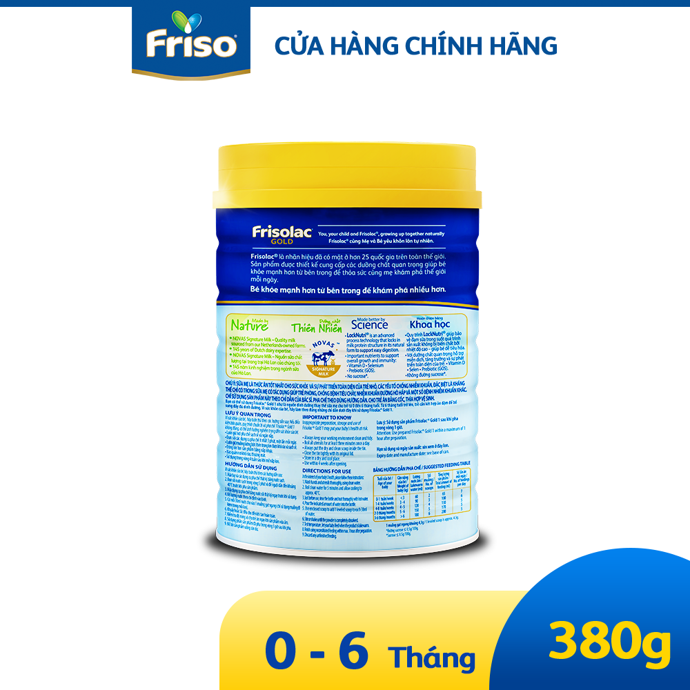 Sữa công thức Frisolac Gold 1 380G cho bé 0-6 tháng