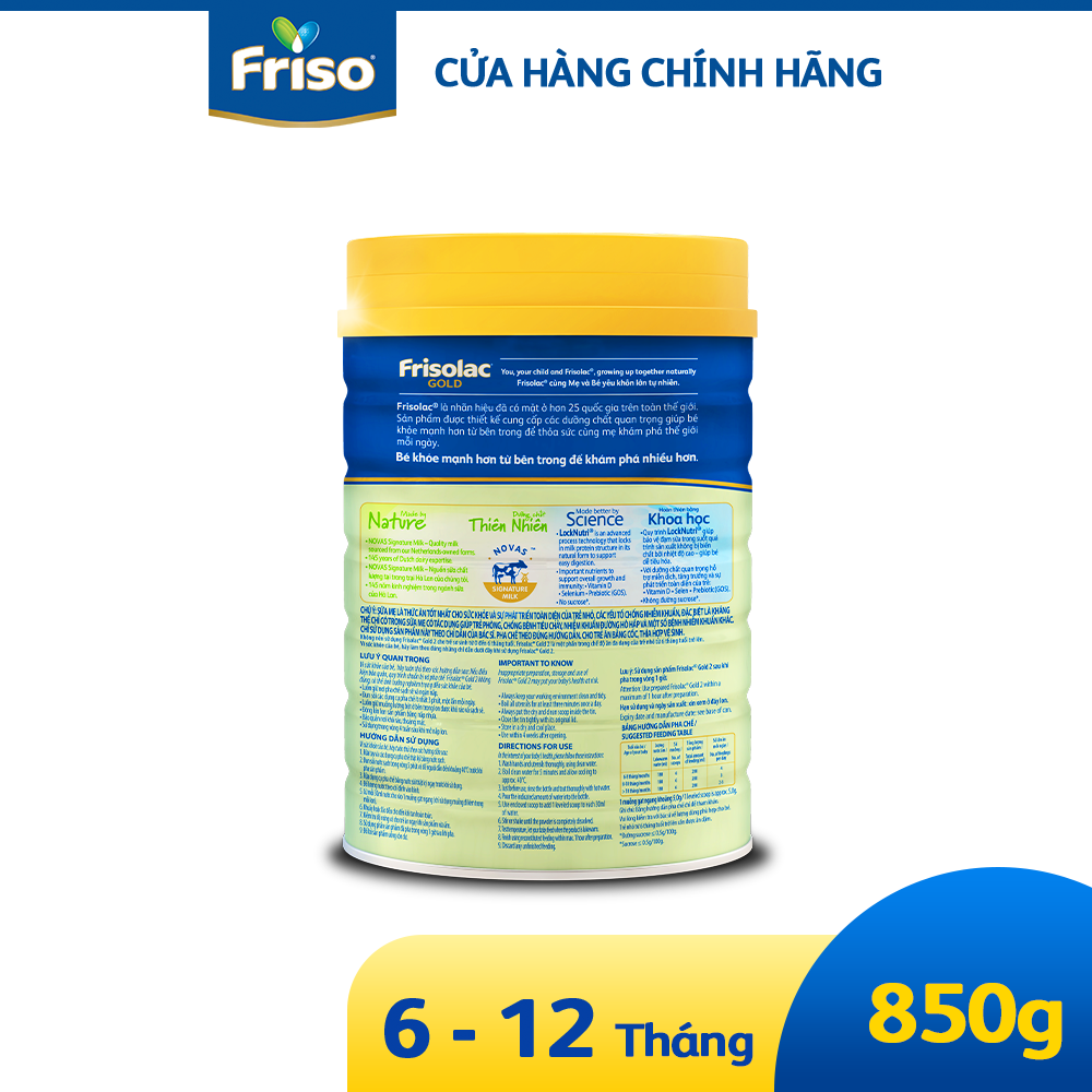 Sữa công thức Frisolac Gold 2 850G cho bé 6-12 tháng