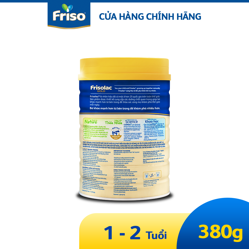 Sữa công thức Frisolac Gold 3 380G cho bé 1-2 tuổi