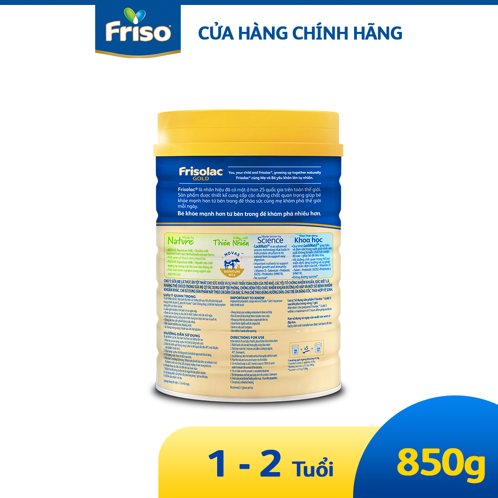Sữa công thức Frisolac Gold 3 850G cho bé 1-2 tuổi