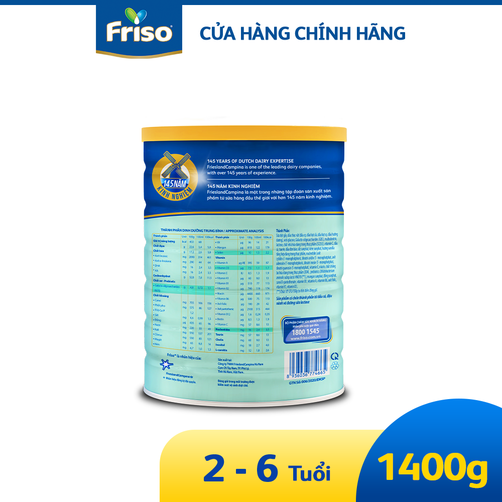 Sữa công thức Friso Gold 4 1400G cho bé 2-6 tuổi