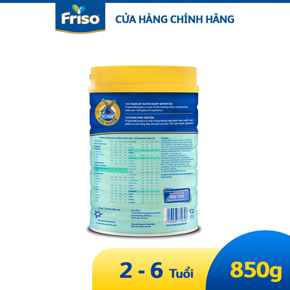 Sữa công thức Friso Gold 4 850G cho bé 2-6 tuổi